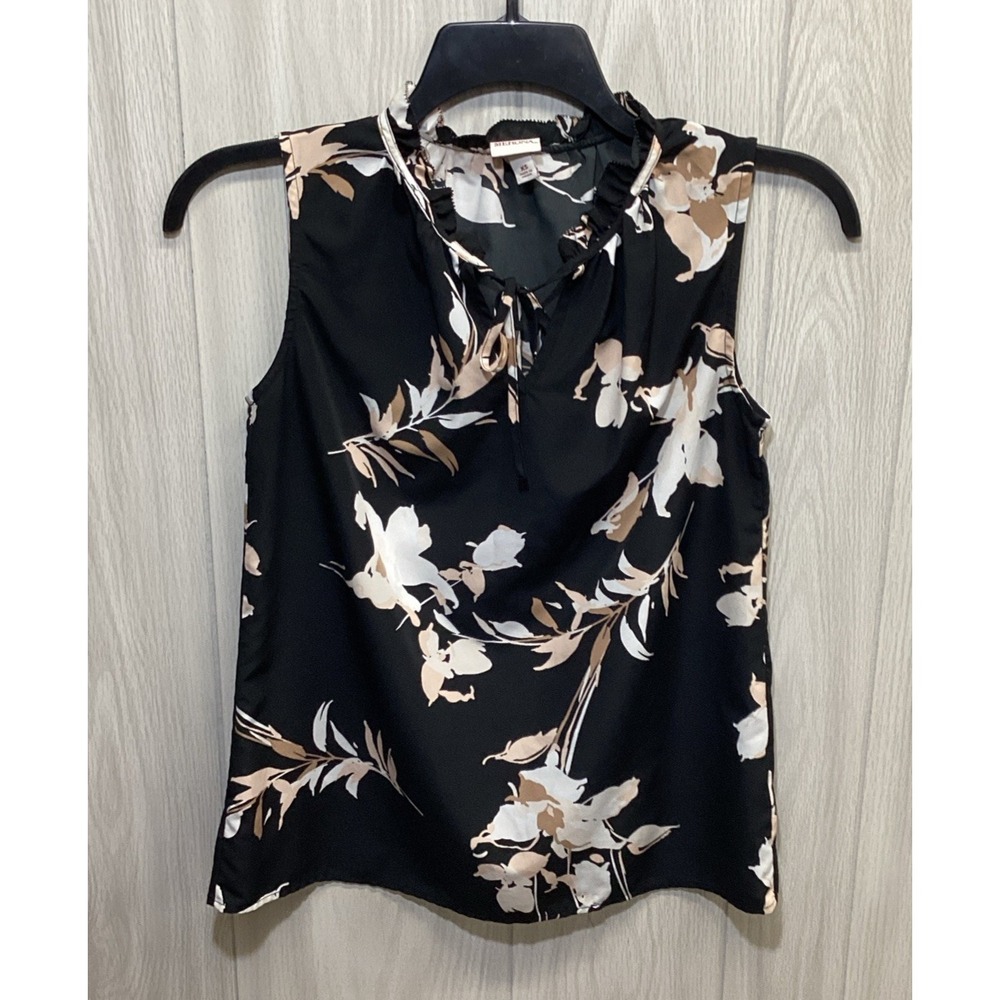 MERONA Women's (Size XS) Sleeveless Ruffle Neck Floral Shirt Polyester